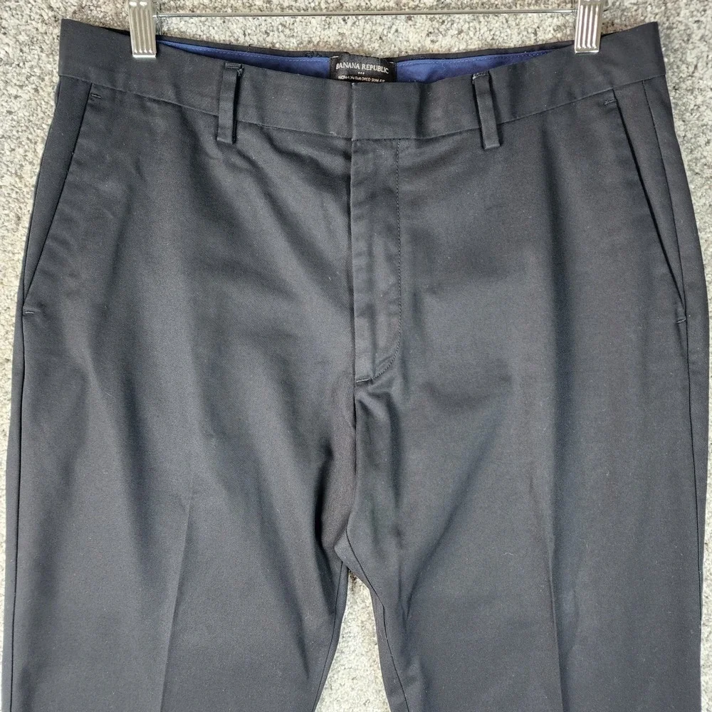 Banana Republic Chino Dress Pants Mens 34x32 Slim Fit Non-Iron Black Excellent